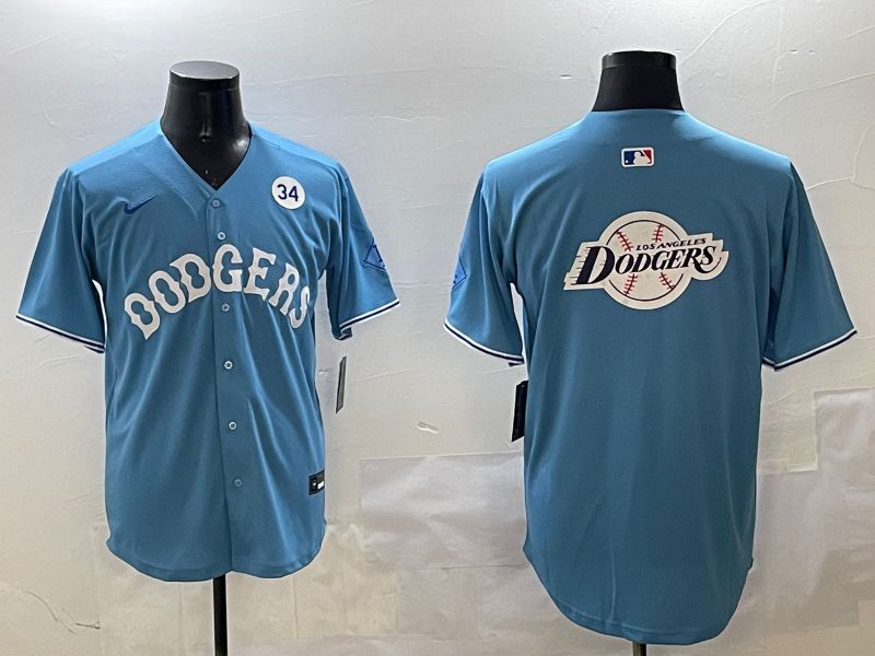 Men Los Angeles Dodgers Blank Light Blue Throwback Game 2025 Nike MLB Jersey style 38